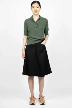 Patch Pocket Circle Skirt Black