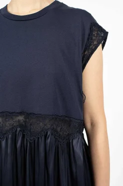 Patchwork T-Shirt Dress Navy