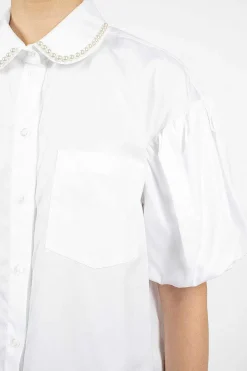 Pearl Embellished Shirt White