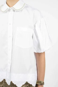 Pearl Embellished Shirt White