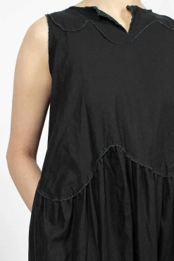 Pinafore Raw Cut Dress Black