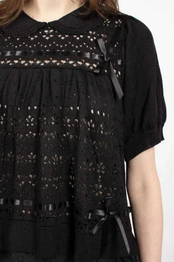 Pointelle Knit Jumper Black