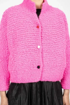 Pomegranate Bomber Knit Neon Fuchsia