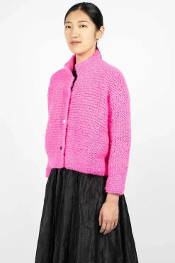 Pomegranate Bomber Knit Neon Fuchsia