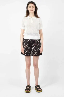 Printed Pleat Shorts Black