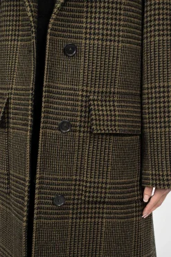 Raglan Check Overcoat Black/Olive