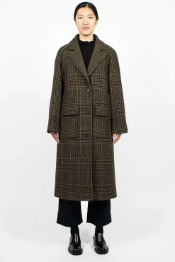 Raglan Check Overcoat Black/Olive