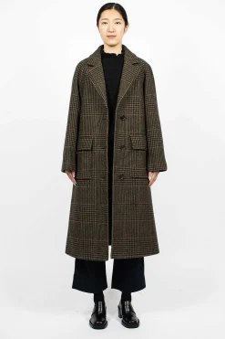 Raglan Check Overcoat Black/Olive