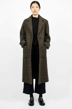Raglan Check Overcoat Black/Olive
