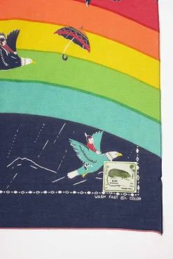 Rainbow And Birds Printed Bandana Navy