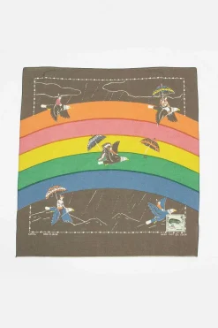 Rainbow And Birds Printed Bandana Khaki