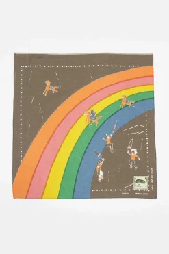 Rainbow And Horses Printed Bandana Khaki