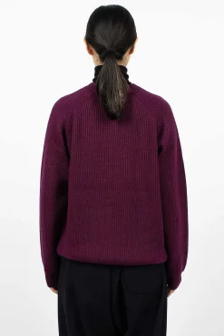 Ribbed Raglan Crewneck Plum