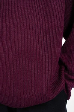 Ribbed Raglan Crewneck Plum