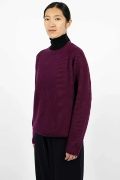 Ribbed Raglan Crewneck Plum