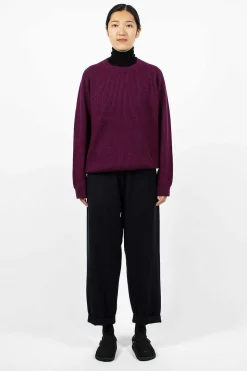 Ribbed Raglan Crewneck Plum