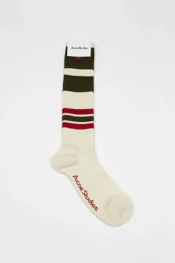 Ribbed Stripe Socks Dark Khaki