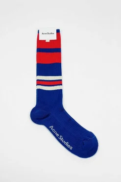 Ribbed Stripe Socks Sapphire Blue