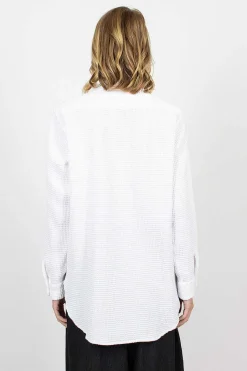 Rounded Collar Shirt Waffle White