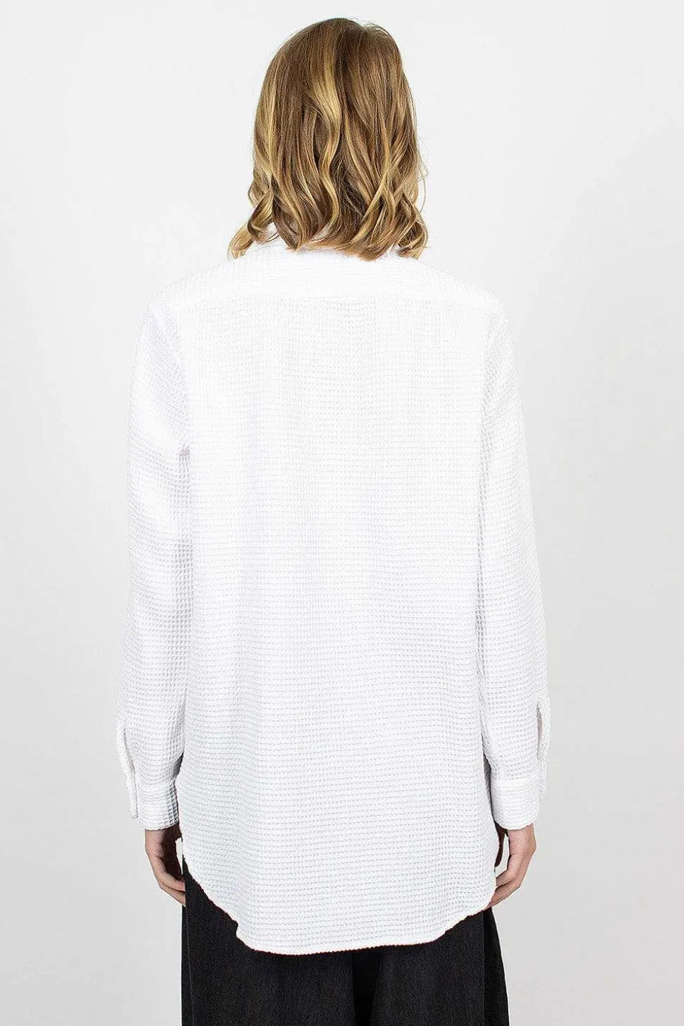 Rounded Collar Shirt Waffle White