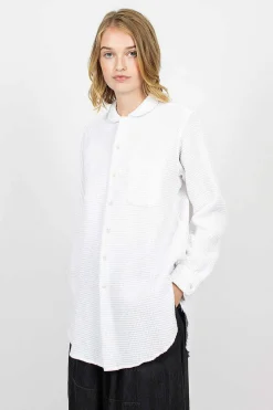 Rounded Collar Shirt Waffle White