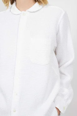 Rounded Collar Shirt Waffle White
