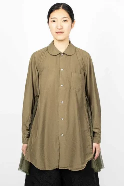 Ruffle Gusset Shirt Khaki