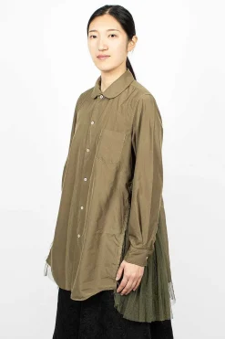 Ruffle Gusset Shirt Khaki