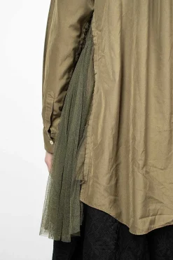 Ruffle Gusset Shirt Khaki