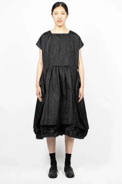Ruffle Jacquard Dress Black