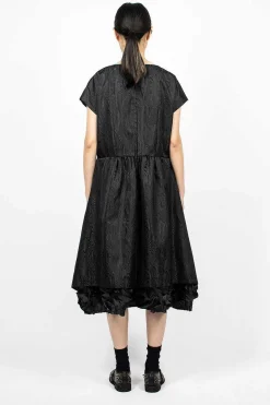 Ruffle Jacquard Dress Black