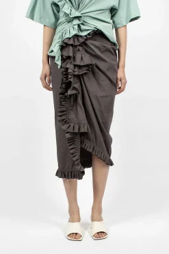 Ruffle Pencil Skirt Grey