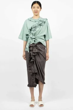 Ruffle Pencil Skirt Grey