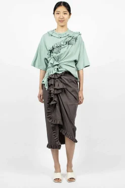 Ruffle Pencil Skirt Grey