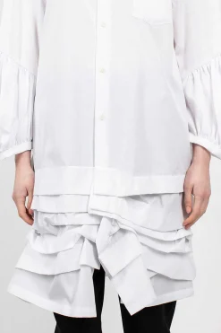 Ruffle Shirt Dress White
