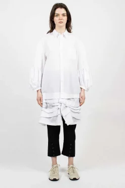 Ruffle Shirt Dress White