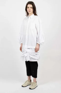 Ruffle Shirt Dress White