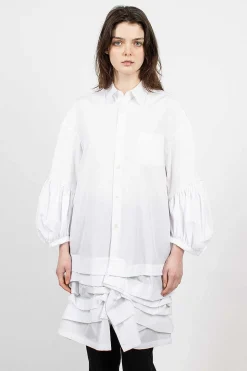 Ruffle Shirt Dress White