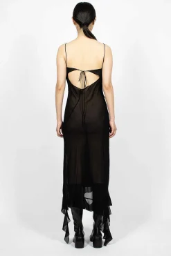 Ruffle Strap Dress Black