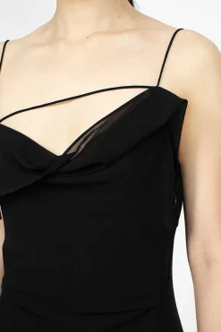 Ruffle Strap Dress Black