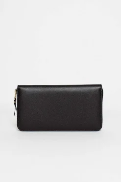 Sa0111 Classic Compartment Leather Purse Black