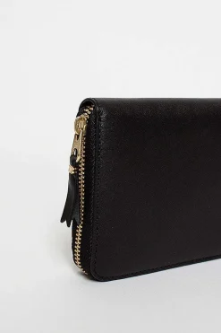 Sa0111 Classic Compartment Leather Purse Black