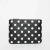 Sa5100Pd Black Leather Polka Dot Pouch