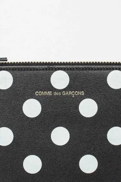 Sa5100Pd Black Leather Polka Dot Pouch
