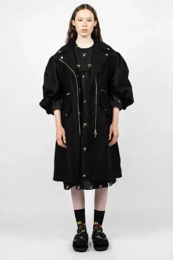 Sculpted Biker Detail Coat Black