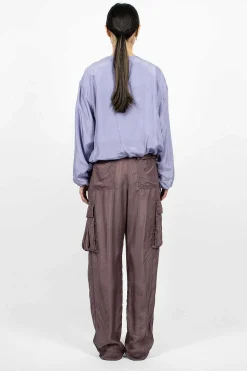 Silk Cargo Pants Brown
