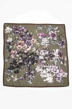 Silk Scarf Khaki Floral