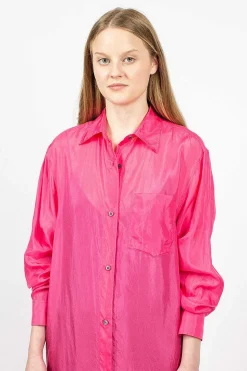 Silk Shirt Dress Fuchsia