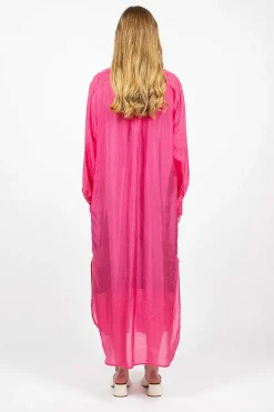 Silk Shirt Dress Fuchsia