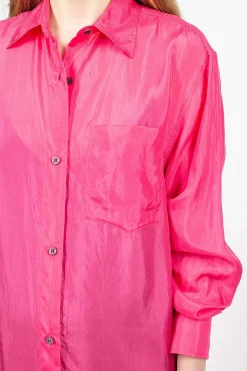 Silk Shirt Dress Fuchsia